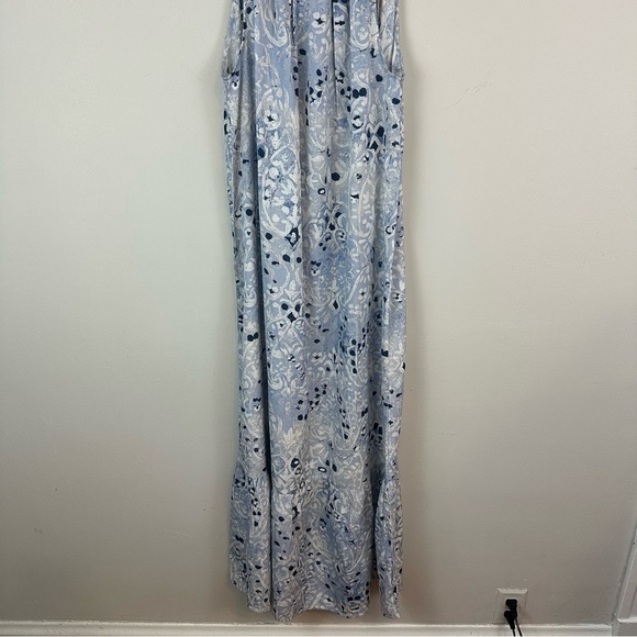 World Market | Blue Patterned Sleeveless Ruffle Bottom Midi Dress Size S/M NWT - Picture 2 of 7